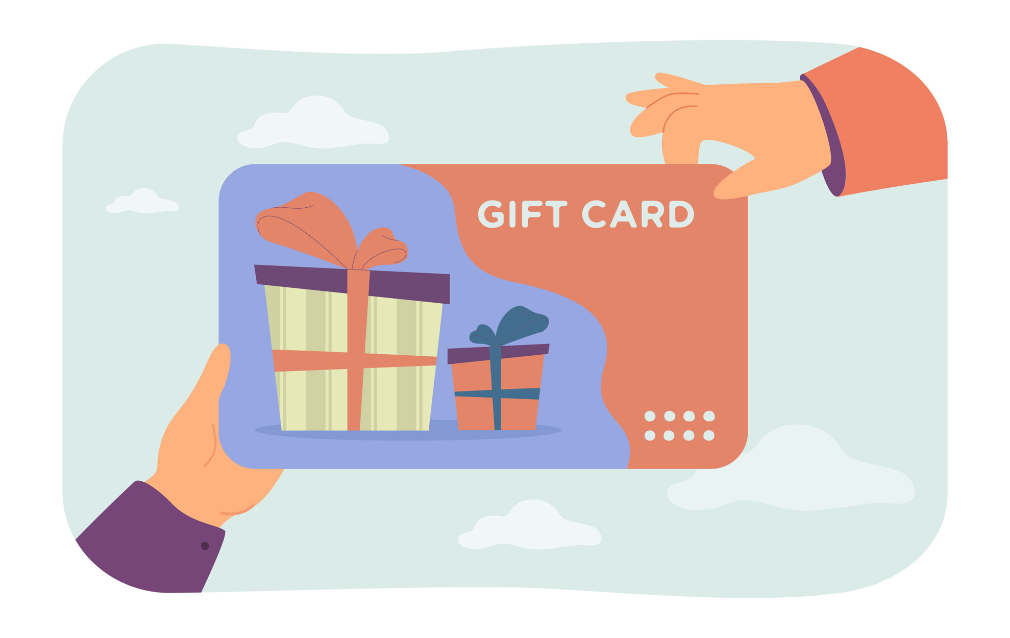 Gift card in peoples hands