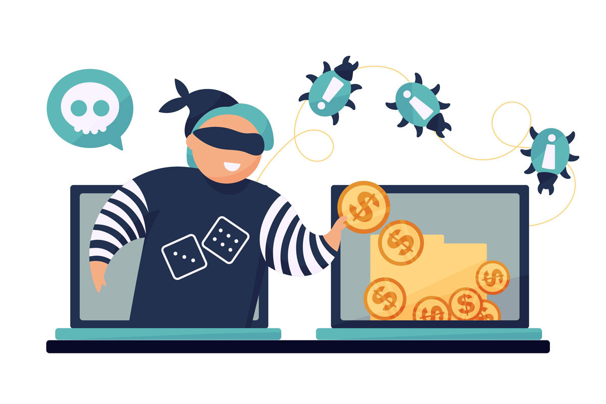 Hacker gaining access to user computer and stealing money