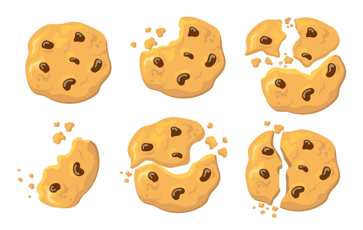 Traditional American cookies with chocolate crunches