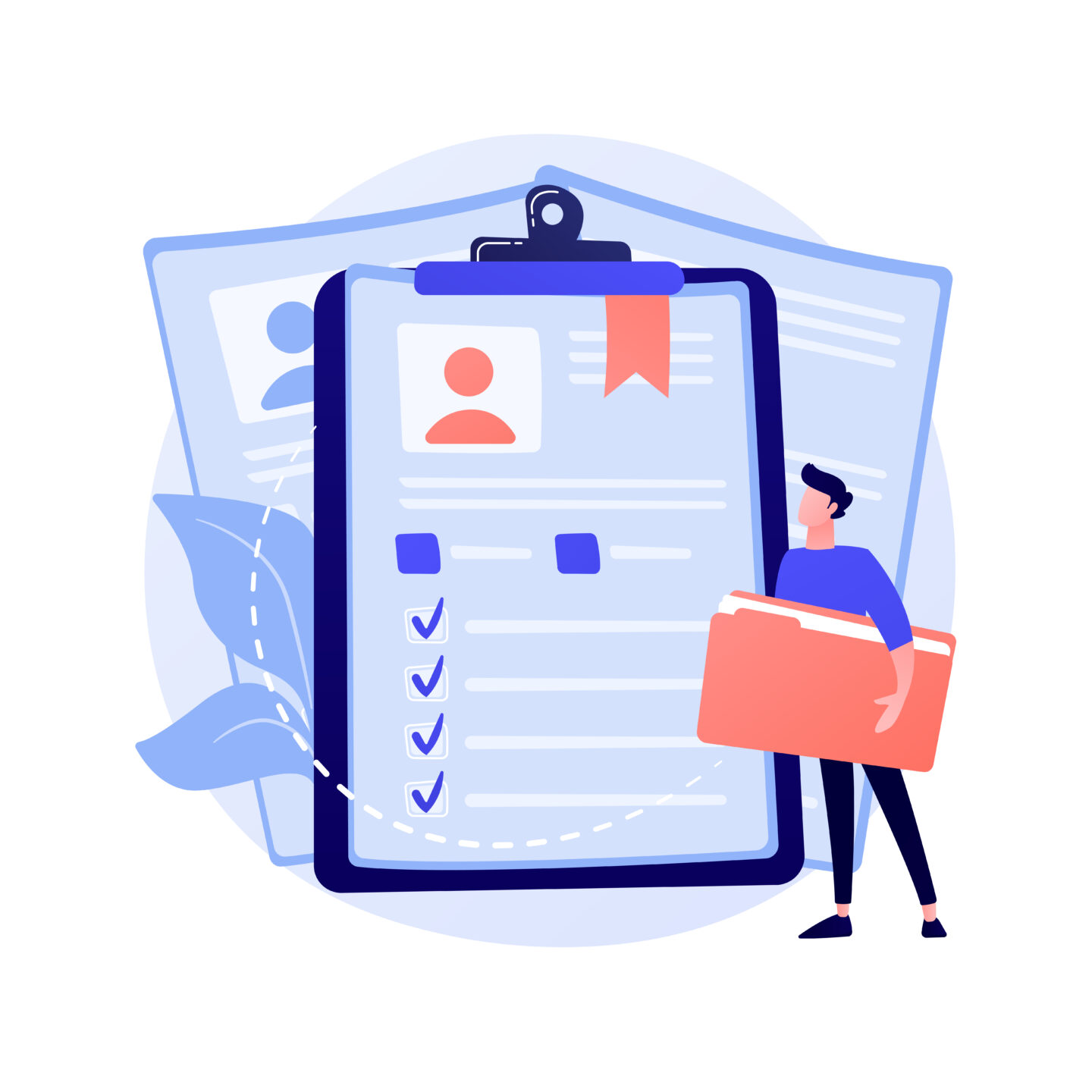 Illustration of character filling out profile form