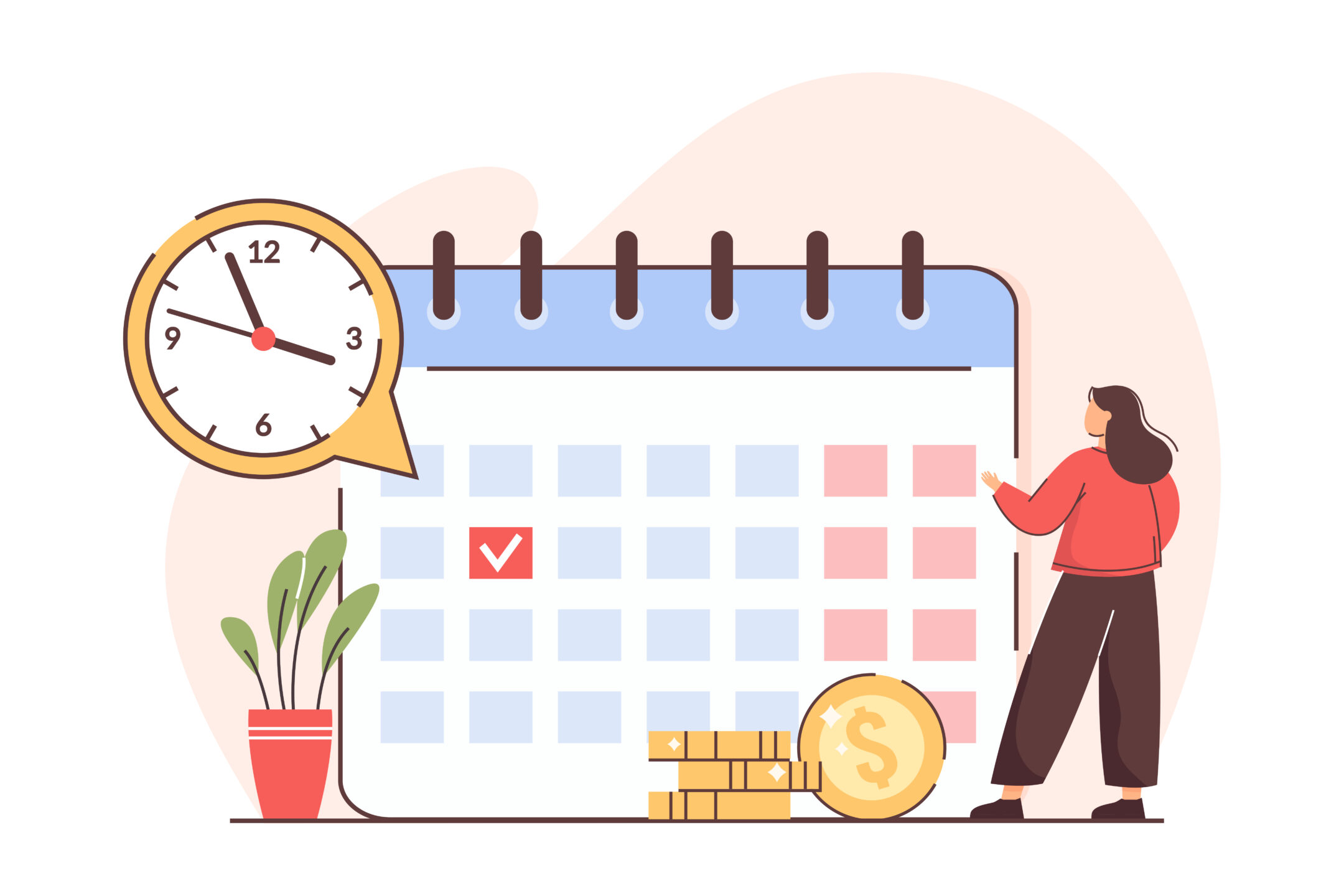 Illustration woman with payment calendar